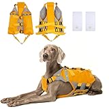 Giubbotto Salvagente Cani, Gilet Salvagente Cani Pettorina Galleggiante Cane Giubotto di Sicurezza Cani Flottazione Dispositivo Cuccioli Salvavita in Piscina, Spiaggia, Barca(Giallo, L)