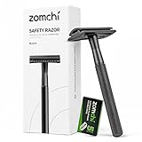 ZOMCHI Rasoio di sicurezza uomo - Rasoio metallo con 5 lame - Rasoio riutilizzabile - Safety razor - Rasoio sicurezza adatto a tutti i rasoi standard - Nero