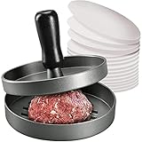 Burger Press e 100 carta oleata antiaderente per carne Patty Hamburger Maker per preparare hamburger tascabili ripieni da un quarto di libbra o grandi 1/3 di libbra, alluminio per barbecue