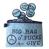 Slipasikao Big Bag of F*CKS to Give Zipper Pouch, Funny Bag of F*CKS with 17 Different Fucks Felt Coins, Novelty Sarcastic Middle Finger Fuck Bag, Fucks to Give Gag Gift for Friends (Blue)