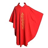 BLESSUME Sacerdote Pianeta Rosso ricamato paramenti (Style#2)