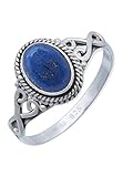 Anello argento 925 con pietre preziose lapislazzuli pietra Blu argento sterling da donna in vero argento (MRG-042-06-(52))