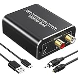 192Khz Convertitore Audio Digitale Analogico, Alluminio Adattatore Ottico RCA da Coassiale Toslink Segnali Audio Digitali SPDIF ad Analogico RCA L/R e Jack 3.5mm (Cavi Ottici e Toslink Inclusi)