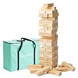 THE TWIDDLERS Torre Traballante Gigante da Giardino con 64 Legno Premium Blocchi, Altezza +1.5m - Super Divertimento Giochi all Aperto per Bambini