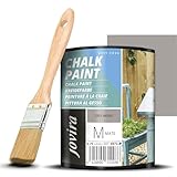 JOVIRA PINTURAS Chalk Paint - Vernice gessata all acqua opaca + Pennello speciale per legno. Rinnovate i vostri mobili con creatività. (750 Millilitri, Grigio Medio + Pennello)