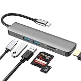 DEMKICO Hub USB tipo C, 6 in 1 Adattatore Multiporta con HDMI 4K, lettore di schede SD/TF, porta USB 3.0 e 2.0, PD 100W, compatibile con MacBook Pro/MacBook Air/Dell XPS e altro ancora