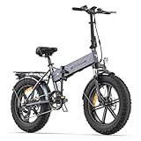 ENGWE Bici Elettrica Pieghevole,20"×4.0" Fat Tire 7 Velocità Bicicletta Elettrica da 48V 13Ah Batteria Rimovibile, Autonomia di 50-120 km E-bike da per Ogni Terreno & MTB & Spiaggia & Neve (Grigio-2)