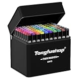 Tongfushop Marcatore 80+2 Colori, Pennarelli Doppia Punta, Pennarelli Professionali, Pennarelli ad Alcool con Borsa e Distanziatore, Adatti per Sketch, Colorare, Illustrazioni, Disegnare, Anime