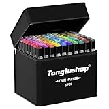 Tongfushop Pennarelli ad Alcool 80 Colori, Pennarelli Professionali da Disegno Doppia Punta, Marker Pennarelli con Borsa e Distanziatore per Sketch, Colorare, Illustrazioni, Disegnare, Anime