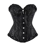 Corsetto Ricamo Classico Pizzo Corsetto Matrimonio Senza Spallacci Gotico Bustier Grande Taglia Donna, Nero , S