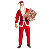 Boland 13411 - Set di costumi da Babbo Natale 5 pezzi, completo con pantaloni, cappotto, cintura, cappello e barba, costume da uomo in maschera, Babbo Natale, per Natale, JGA o Carnevale