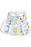 Chicco Set bavaglie in morbido cotone, Bavaglie Unisex 0-24, Azzurro, taglia unica (pacco da 5)