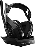 ASTRO Gaming A50 Cuffia wireless + Stazione di ricarica per videogiochi, 4 Gen, Dolby, bilanciamento del suono di gioco e della voce, 2.4 GHz, PS5 (è necessario un adattatore HDMI), PS4, PC/Mac - Nero