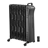 Amazon Basics - Termosifone digitale, a olio, con 11 fins moduli a onda ECO e controllo remoto, 2500 W, nero