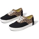 TOMS Womens Cordones Indio Canvas Platforms Casual e Fashion Sneakers, Mix leopardo floccato nero, 38 EU