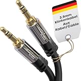 KabelDirekt – Cavo Aux & Cavo Jack 3,5 mm – 5 m – Connettori in Metallo Infrangibili – Disponibile in 0,3-10 m (Cavo Audio, Jack 3.5mm per Telefono, PC/Portatile, Auto e HiFi, Nero)