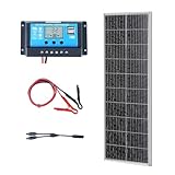 VEVOR Kit Pannello Solare Monocristallino 100 W con Regolatore di Carica, Kit di Pannello Fotovoltaico Monocristallino 12 V Impermeabile IP68 per Casa, Camper, Barca, Off-Grid, Pannelli Fotovoltaici