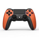 Wireless Controller NK per PS4 / PS3 / PC/Mobile - Controller wireless con Dualshock, Vibrazione, Rilevamento a 6 assi, luce LED, pannello tattile, jack per cuffie, cavo di ricarica - Arancione