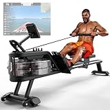 PASYOU Vogatore ad Acqua, Vogatore pieghevole per la casa, Supporto per Ipad per l allenamento cardio,Magnetico a 6 Livelli, Guida di Scorrimento in Alluminio, per Fitness Allenamento(PW30)