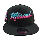 New Era NBA Hoopteam 9Fifty Snapback Cap Miami Heat Black, Nero , Medium-Large