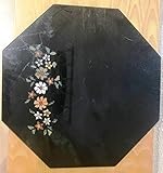Agata Mineral Import Capolavoro - Mosaico - Onice Nero - Piano Tavolo Intagliato e lucidato in Pietre Semi preziose - Misure: 3,2 kg - 40 x 40 x 2 cm