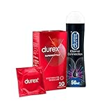 Durex Preservativi Supersottile 10 Profilattici Regular Fit vestibilità regolare + Durex Gel Lubrificante Pleasure Eternal