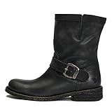 Felmini - Scarpe Donna - Innamorarsi Com GREDO 7176 - Stivali Cowboy & Biker - in Pelle Genuina - Nero - 37