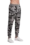 Extreme Pop Uomo Pantaloni Tuta mimetici Militari Pantaloni Stampa Riflettente UK Brand (M, Grigio Mimetico)