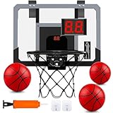 Mini Canestro Professionale da Basket Kit, con Punteggio Automatico Interno Esterno Canestro Basket Bambini, Canestro Basket da Camera per Bambini, Adatto Essere Appeso Alle Porte