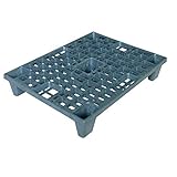 Pallet in plastica riciclata (PP), Mis. 600 L x 800 P x 140 H mm, con 5 piedi, piano forato, portata statica 1100 Kg, portata dinamica 500 Kg