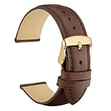 WOCCI 18mm Cinturino in Pelle Retrò con Fibbia Dorata per Uomo e Donna, Cinturini di Ricambio (Marrone Scuro)