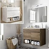 Bagno Italia Mobile bagno sospeso 80 cm Rovere Nordik con lavandino specchio arredo moderno sospeso mobili