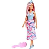 Barbie Bambola Principessa Arcobaleno con Capelli Rosa Lunghi e Spazzola, Giocattolo per Bambini 3 + Anni FXR94