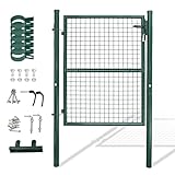 Gimisgu Cancello da giardino, 150 x 100 cm, in acciaio zincato, con manico e 3 chiavi, robusto e durevole, per porta d ingresso, colore: verde