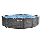 Intex 26742NP – Piscina Fuori Terra Prisma Frame Greywood Rotonda, Pompa Filtro 3785 L/h, Scaletta, Telo Base e Copertura, 16805 L, Acciaio e PVC, Marrone, 457x122 cm