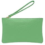 Parubi, Pochette Donna a Mano, In Vera Pelle, Made in Italy, Borsetta Piccola Clutch con Laccetto da Polso Elegante Cerimonia, Modello Aura, Verde Pastello