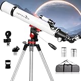 Telescopio, Telescopio Astronomico Professionale per Adulti, 70/700mm e 210X Di Ingrandimento Per Bambini e Principianti, con Treppiede Regolabile, Borsa per Il Trasporto, Adattatore per Telefono