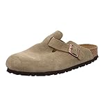 Birkenstock Boston Velours, Zoccoli unisex, Beige (Taupe), 43 (Stretta)