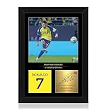 Win FC Espositore con foto di Cristiano Ronaldo, formato A4, con firma digitale riprodotta, regalo per i fan di Al-Nassr
