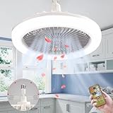 Lampadario con Ventilatore da Soffitto,E27 Ventola Soffitto con Luce,Plafoniera con Ventilatore da Soffitto,Ventilatore a Soffitto con Luce e Telecomando,Luce con ventilatore da soffitto (grigio)