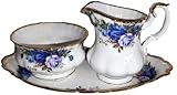 Royal Albert/Lattiera e zuccheriera su vassoio/originale/Moonlight Rose/Bone China - Inghilterra