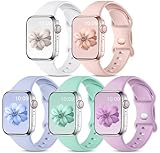 CeMiKa 5pack Cinturino Compatibili con Apple Watch Cinturino 49mm 45mm 44mm 42mm, Cinturino Sportivo Silicone per iWatch Series 8 7 6 5 4 3 2 1 SE, Lia/Verde Chiaro/Bianco/Rosa Sabbia/Lavanda(M/L)