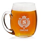 Maverton Boccale personalizzato per la Birra in vetro - capienza 500 ml - H12cm x Ø8,5cm - perfetta idea regalo per compleanno per uomo amante della Birra - nome