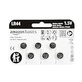 Amazon Basics - Batterie alcaline LR44 a bottone, confezione da 6