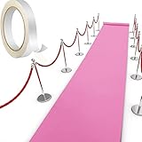 Shappy Tappeto Runner Tappeto da Passatoia di 55gsm Spessore con 1 Pezzo Nastro per Tappeto per Matrimonio Natale Ringraziamento Esterni, Tappeto da Corridoio Nozze (Rosa, 2,6 x 30 Feet)