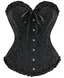 SZIVYSHI Moda Da donna Pizzo Su nuziale Tesoro Corsetto Bustino Superiore,Corset,Nero,S