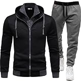 NaLatia Tuta Uomo Completa Invernale Offerte Felpa con Cappuccio Felpa e Pantalone Set Due Pezzi Tracksuit Tute da Ginnastica Felpe con Zip Suit Felpata Tuta Abbigliamento Sportiva Tuta Completa Moda