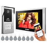 TMEZON Videocitofono WiFi 4 Fili Kit Smart Monofamiliare,7   IP Monitor Touchscreen con 1080P Campanello Telecamera Esterno Cablata, APP/Carta RFID Un