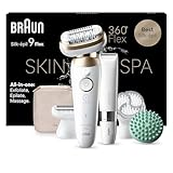 Braun Silk-épil 9 Flex SkinSpa Depilatore Donna, Epilatore Elettrico Donna Con Testina Flessibile a 360° Per Una Epilazione Semplice, Wet & Dry, Pelle Liscia a Lungo, 9-481 3D, Bianco/Oro