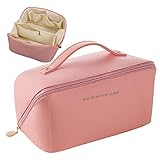 SJBAUTYO 1pcs Borsa Cosmetica da Viaggio,Borsa Cosmetica da Donna in Morbida Pelle PU, Borse da Toilette Impermeabile Portatile,Perfetto per Viaggio/All aperto,il rosa